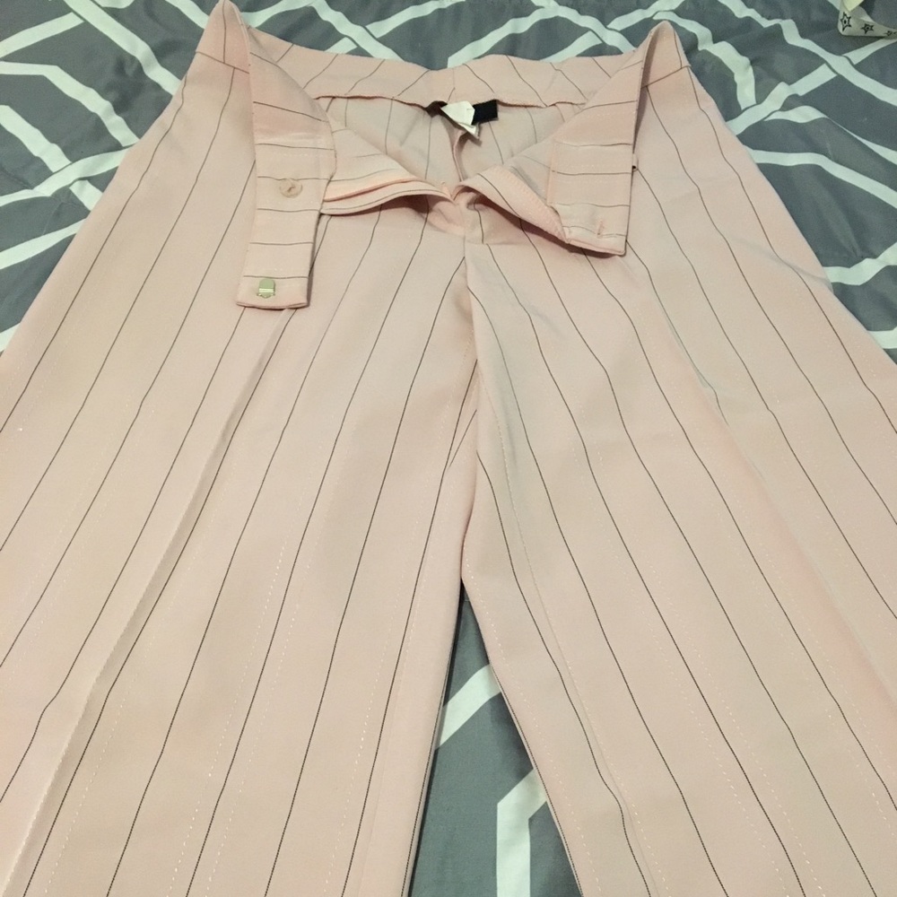 Metro Girl Slacks/Pants (Pink, w/ Black Stripes)